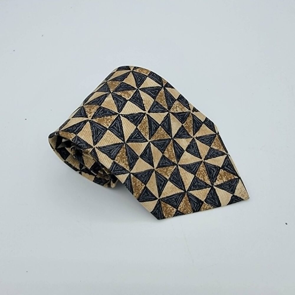 Men’s Necktie Evan-Picone Tan, Black, 100% Silk size 57 x 4